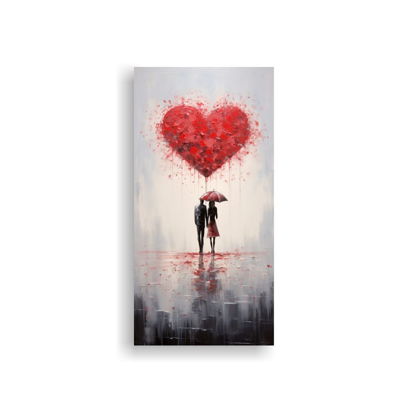 GENERICO - Cuadro Moderno Duradero Pareja Bajo El Paraguas 30x60 Cm