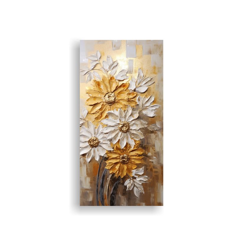 GENERICO - Cuadro Lienzo Tela Textura Girasoles Dorados 80x160 Cm