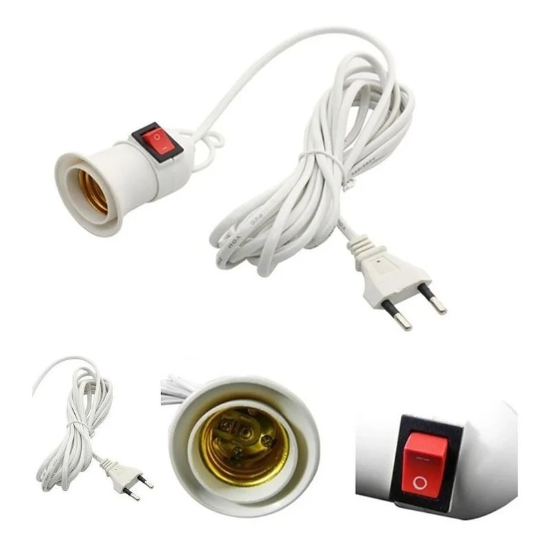 NO LOGO - Soquete E27 Con Interruptor Cable 5 Mts Enchufe