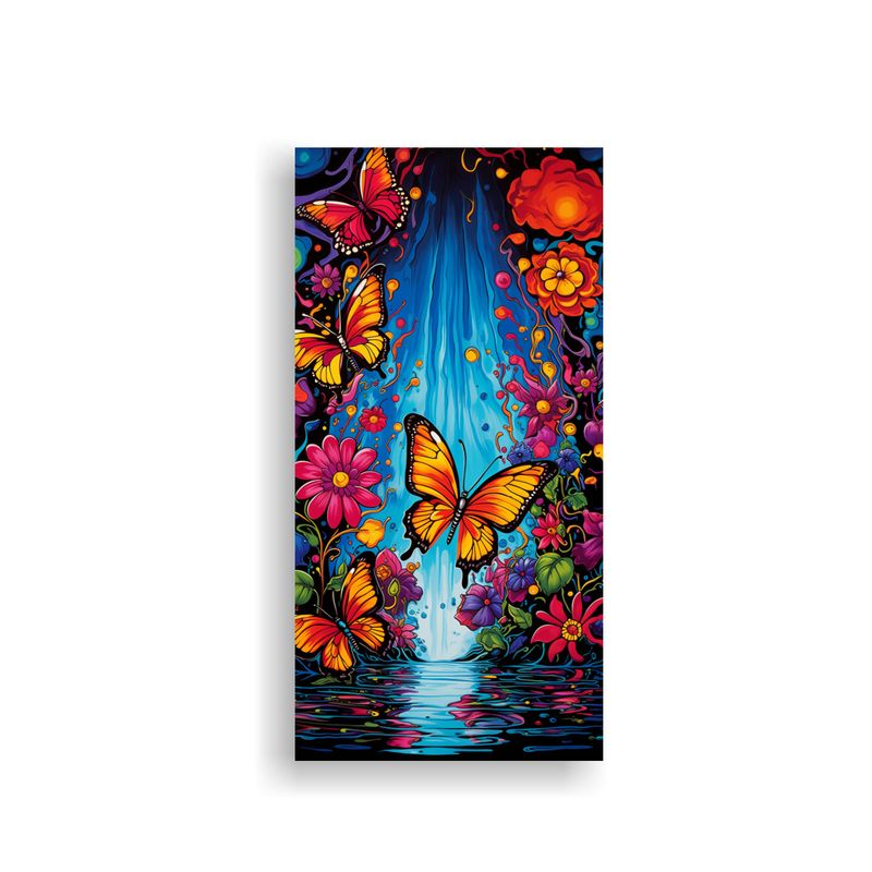 GENERICO - Tela En Bastidor Elegancia Floral Mariposas De 80x160 Cm