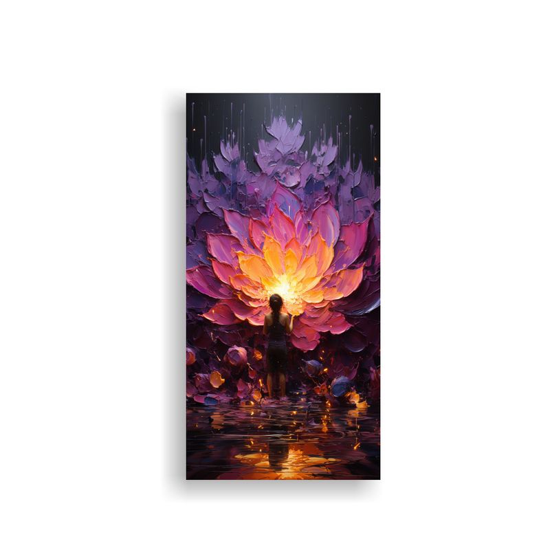 GENERICO - Cuadro Tema Protagonismo De Loto Negro Brillante 70x140 Cm