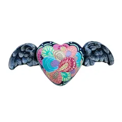 CREA TALLER - Corazón alado decorativo de cerámica