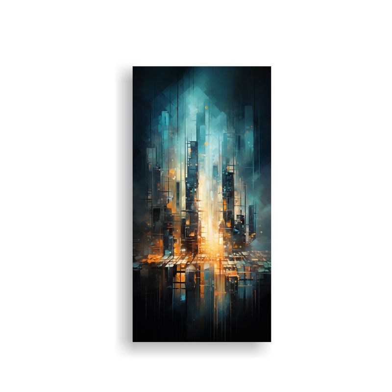 GENERICO - Cuadro De Decoración Abstracto De Ciudad Con Un 40x80 Cm