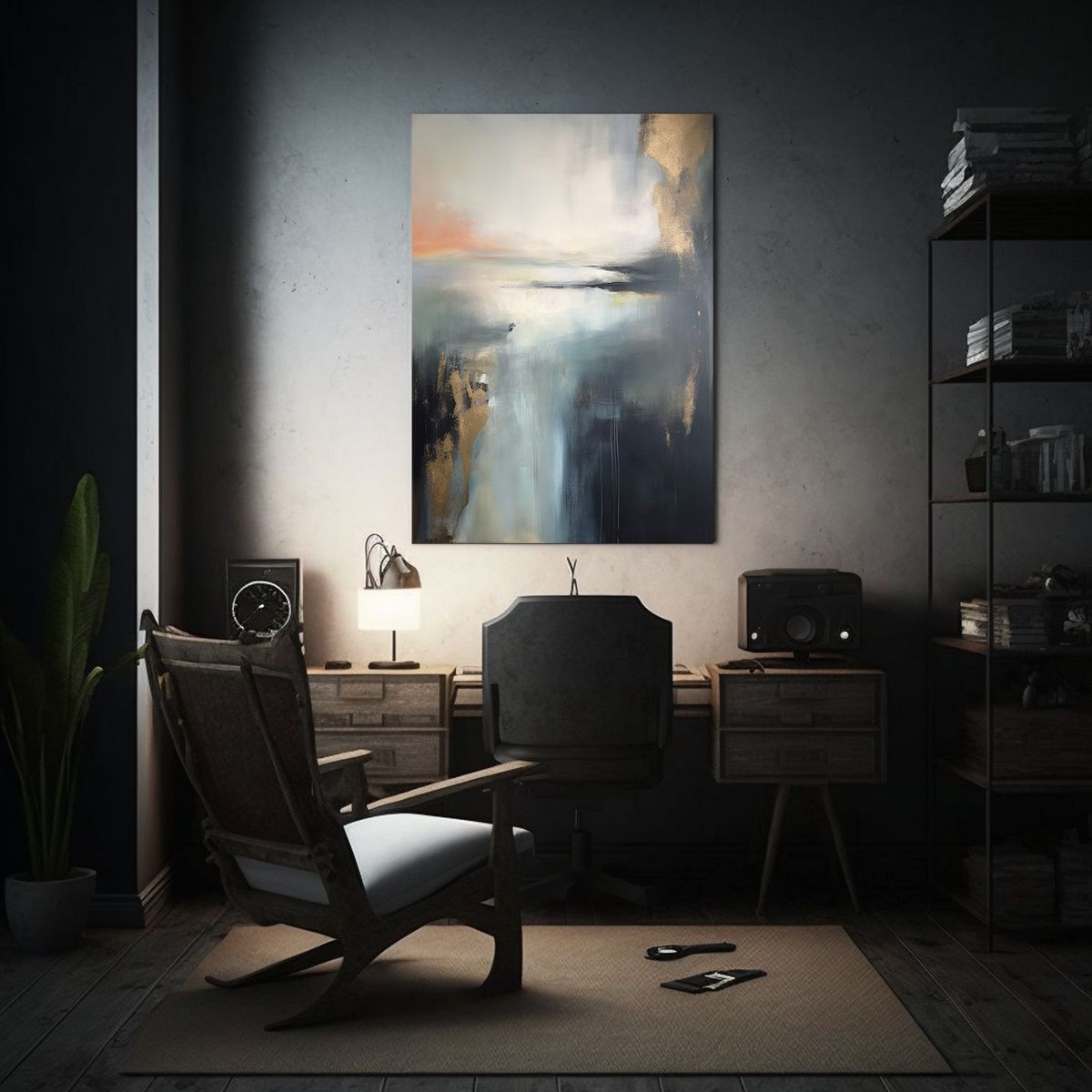 GENERICO - 1 Cuadro Abstracto Moderno Con Impresionantes 80x120 Cm