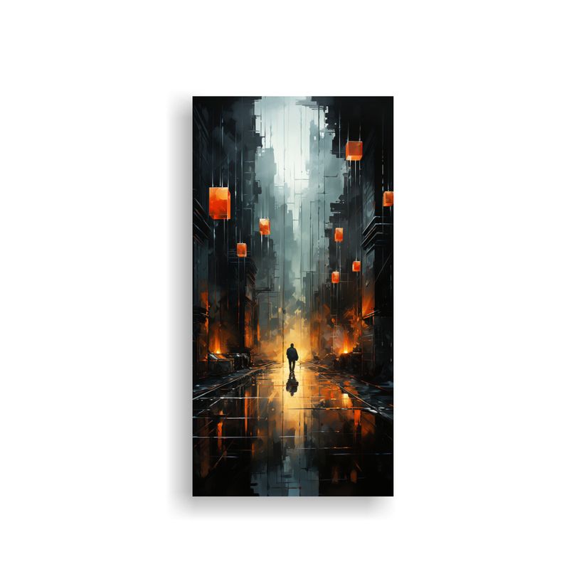 GENERICO - Pintura Decorativa Abstracta De Ciudad Con Un 70x140 Cm