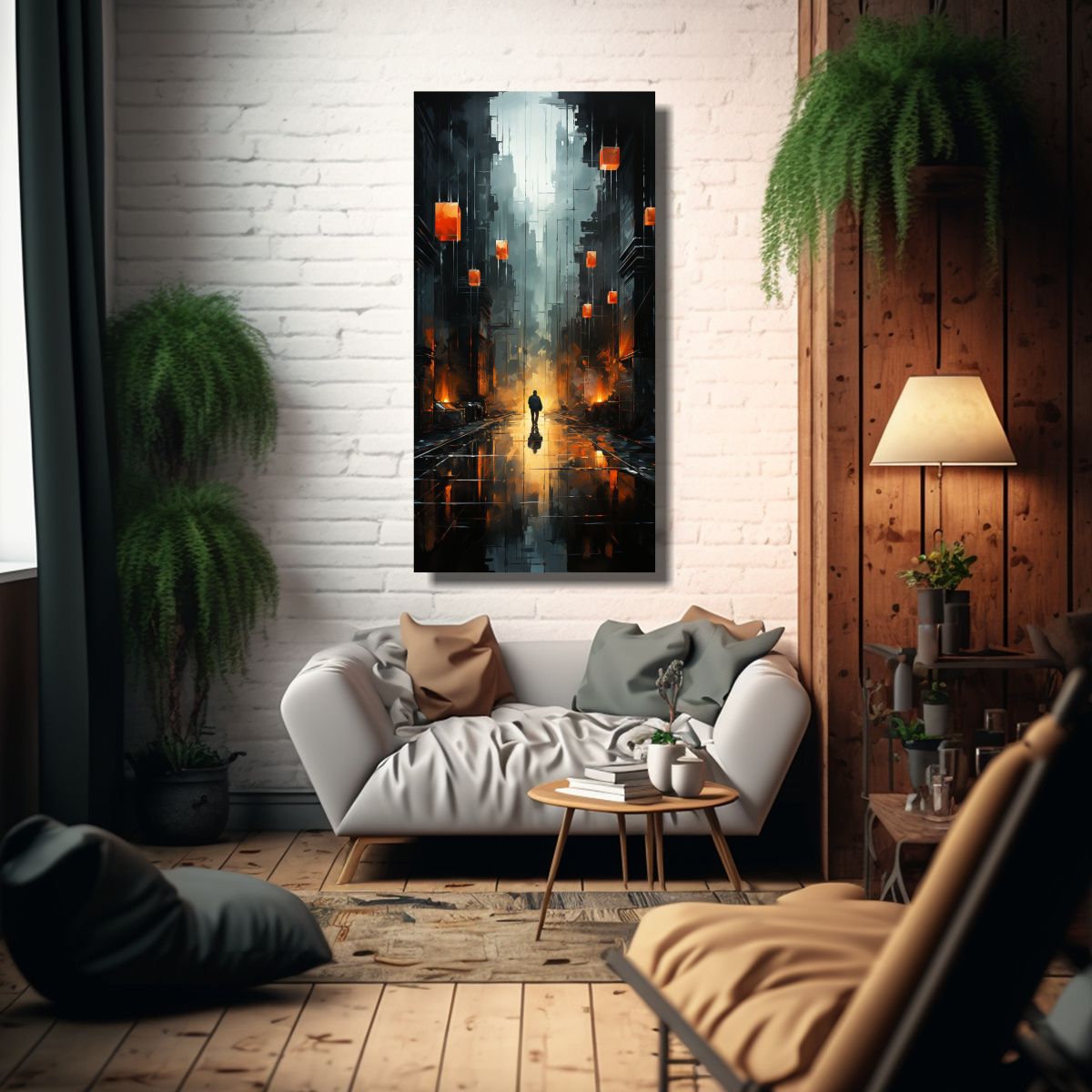 GENERICO - Pintura Decorativa Abstracta De Ciudad Con Un 30x60 Cm