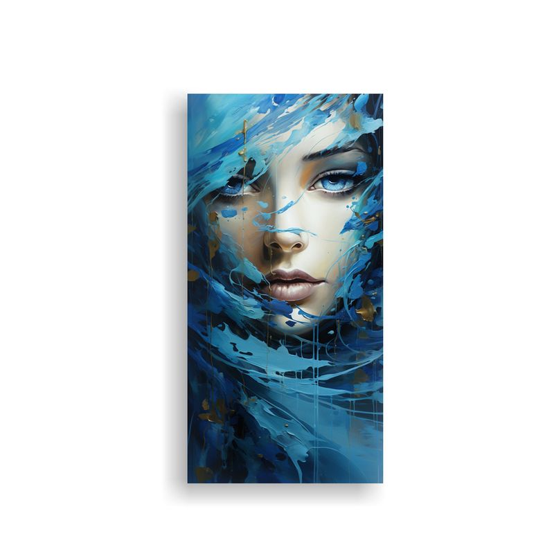GENERICO - Pintura Abstracta Azul Para Decoración Tonos 50x100 Cm