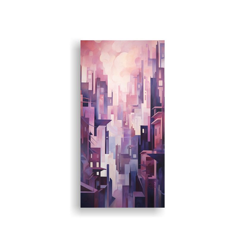 GENERICO - Paisaje Urbano Al Atardecer Pintura Decorativa 50x100 Cm
