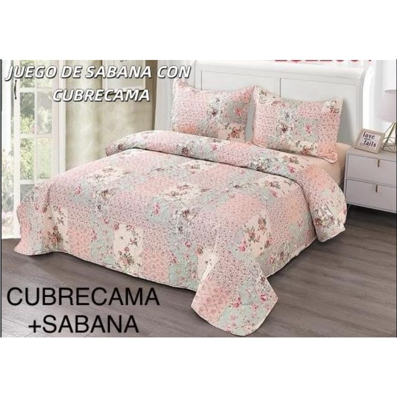 GENERICO - Quilt con Juego de Sabanas 2 plazas Lila TQ100402