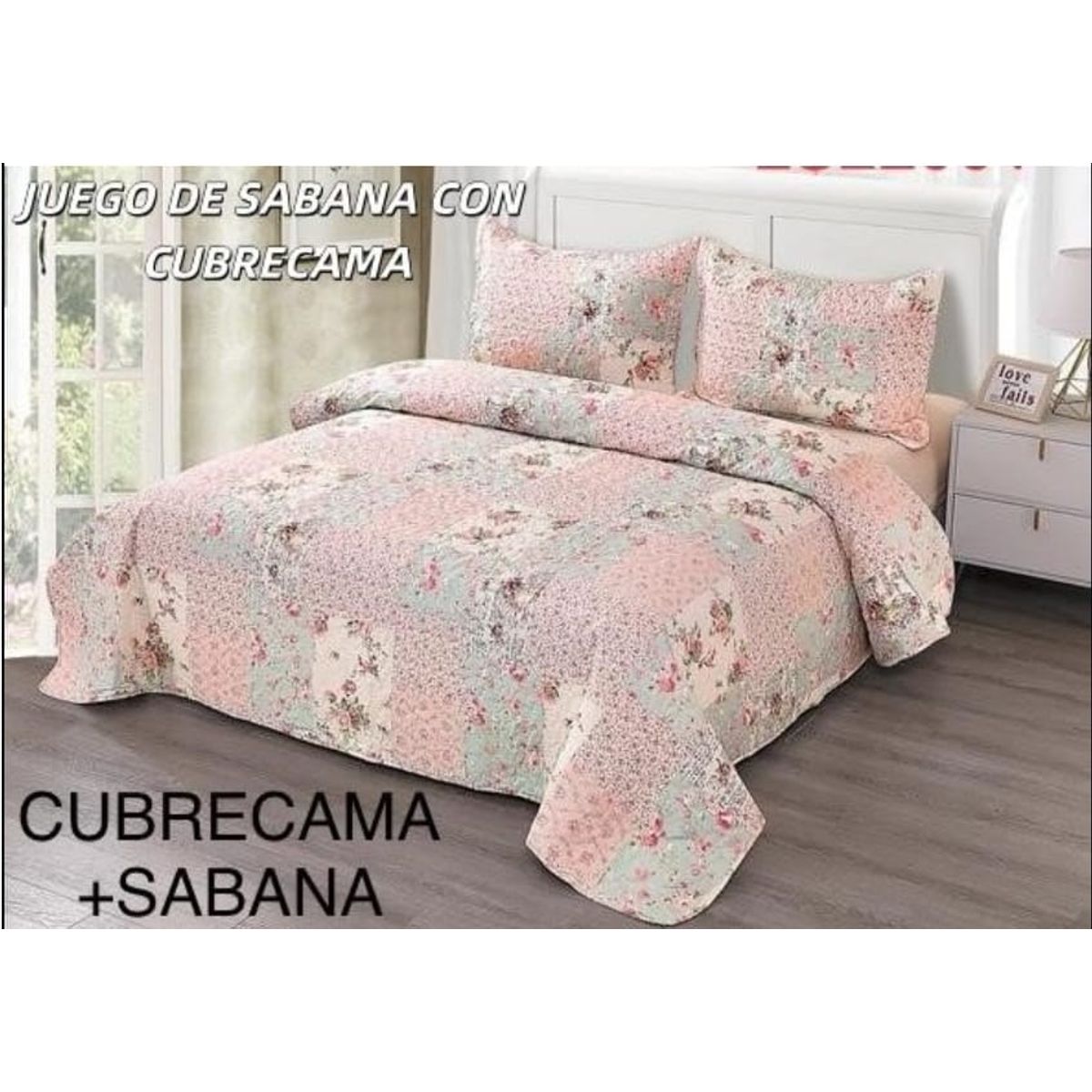 GENERICO - Quilt con Juego de Sabanas 2 plazas Lila TQ100402