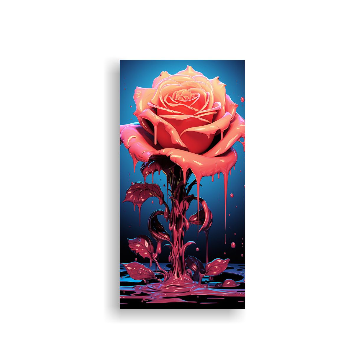 GENERICO - Cuadro Decorativo Estilo Plano Con Rosa Derretida 40x80 Cm