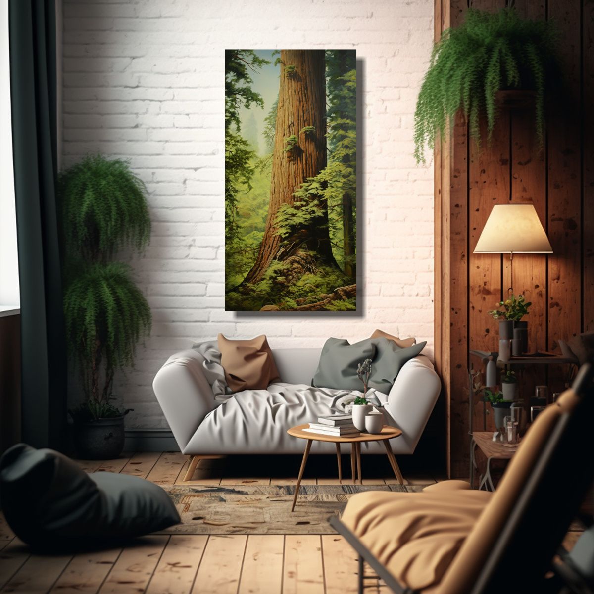 GENERICO - Cuadro Inspirador Del Árbol De Secuoya Pintura 60x120 Cm