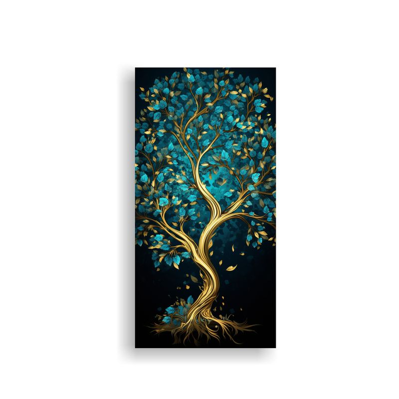 GENERICO - Pintura Decorativa Acuarela árbol Turquesa Y 30x60 Cm