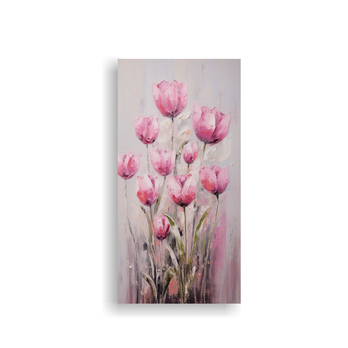 GENERICO - Pintura Arte Vanguardia Fantasía Tulipanes Rosas 70x140 Cm