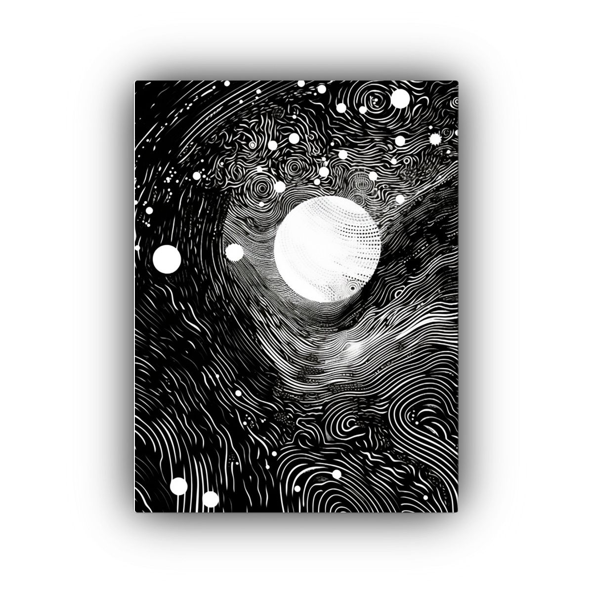 GENERICO - Cuadro Abstracto En Blanco Y Negro Ondulado 80x120 Cm