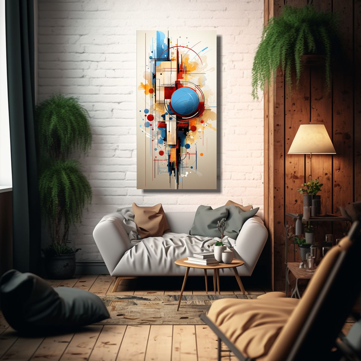 GENERICO - Cuadro Acuarela Abstracta Composición Equilibrada 20x40 Cm