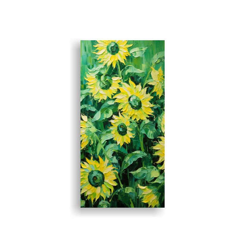 GENERICO - Pintura En Lienzo De Girasoles Verdes En El 50x100 Cm