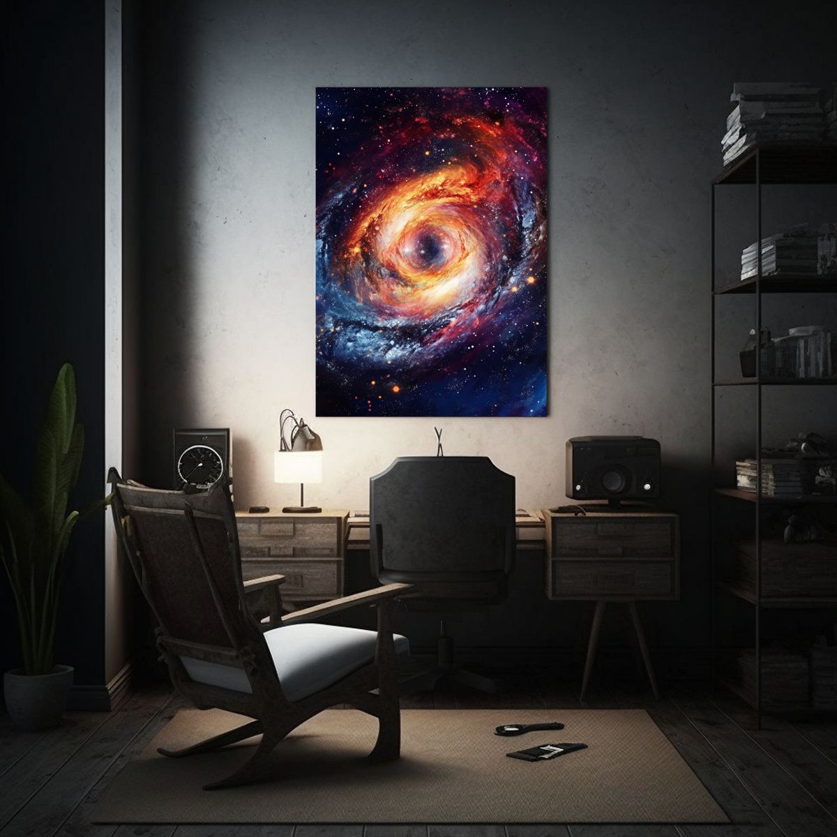 GENERICO - Cuadro De Galaxia Espiral Con Cuadroes De Tema 80x120 Cm