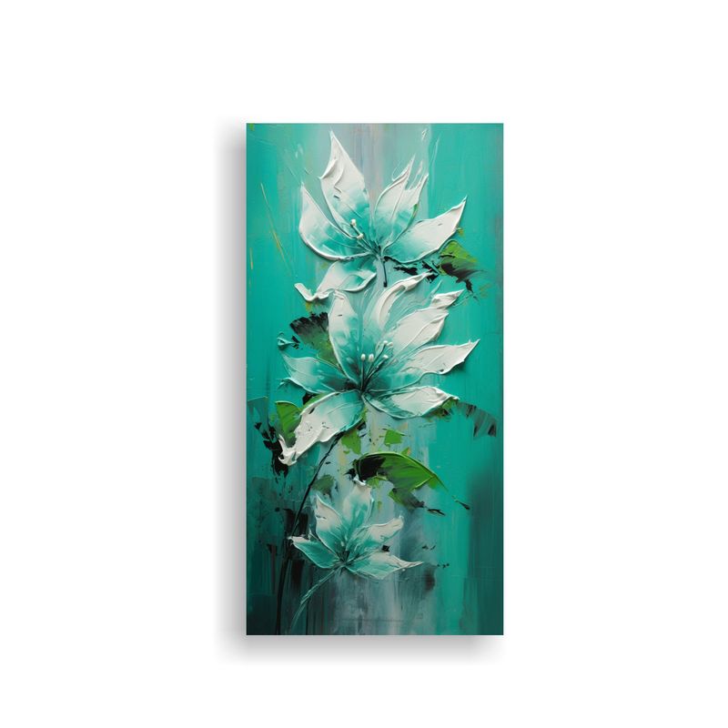 GENERICO - Pintura En Lienzo De Flores En Colores Verde Y 30x60 Cm