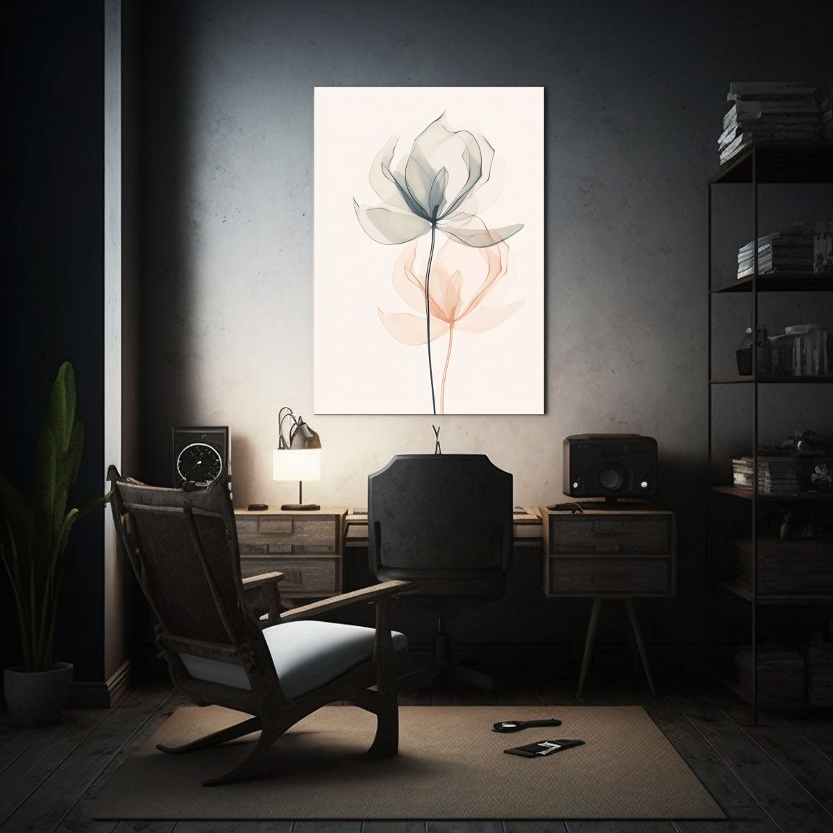 GENERICO - Cuadro Lienzo Vintage Minimalismo Flor De Loto 80x120 Cm