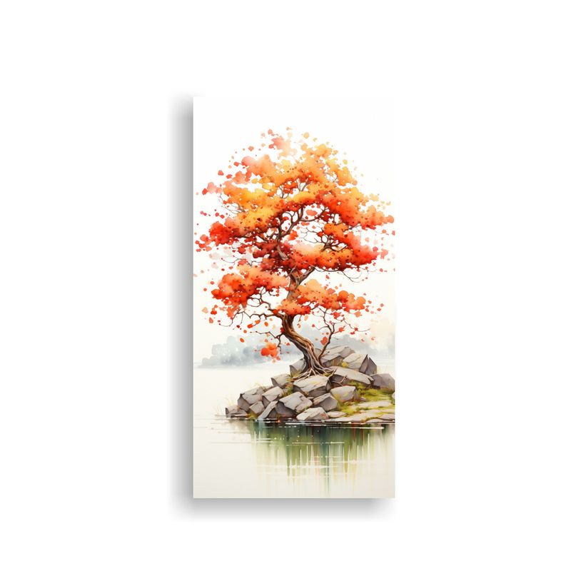 GENERICO - Cuadro Fotografía Árbol Arbutus Rojo Y Naranja 20x40 Cm