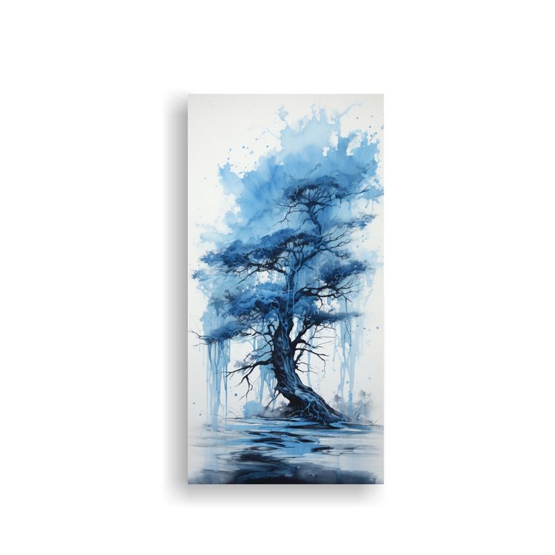 GENERICO - Pintura Abstracta De Colores Negro Y Azul 30x60 Cm