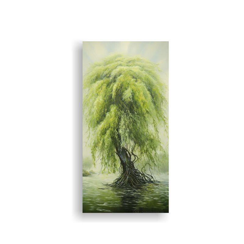 GENERICO - Pintura Abstracta De árbol De Sauce En Estilo De 20x40 Cm