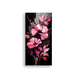GENERICO - Cuadro Abstracto Color Negro Y Rosa Ambiente 80x160 Cm