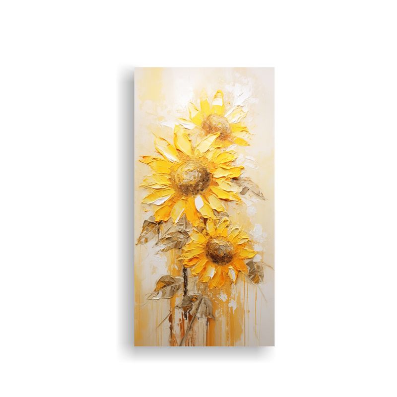 GENERICO - Pintura Clásica De Girasoles Amarillos En Lienzo 60x120 Cm