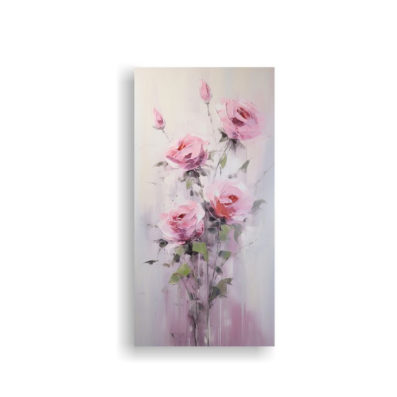 GENERICO - 1 Cuadro Impreso Pintura De Vida Con Rosas 40x80 Cm