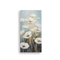 GENERICO - Pintura Arte De Pared Líneas Blancas AMAPOLAS 20x40 Cm