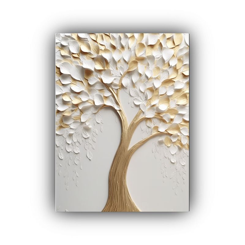 GENERICO - Pintura Abstracta Moderna De árbol Blanco Y 80x120 Cm