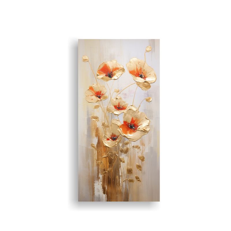GENERICO - Lienzo Creativa Cuadro De Amapolas Doradas En 50x100 Cm