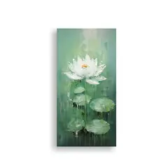 GENERICO - Pintura Dinámica De Loto Verde En Lienzo Al 20x40 Cm