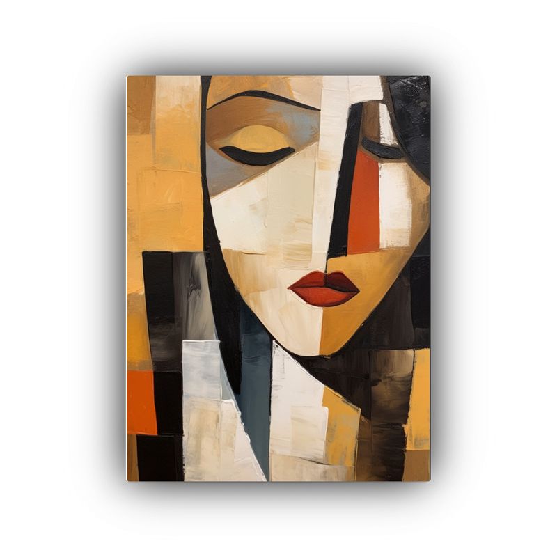 GENERICO - Cuadro Minimalista Al óleo De Un Cálido Retrato 80x120 Cm