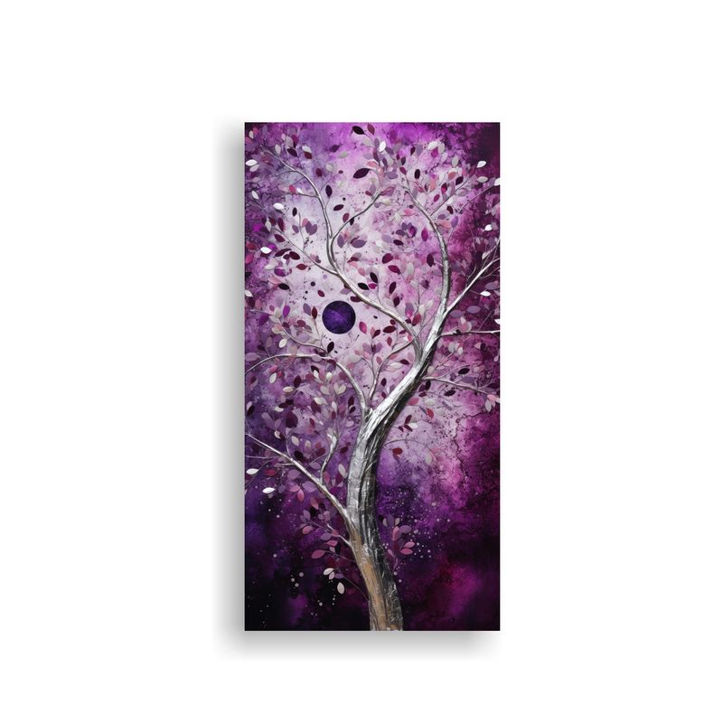 GENERICO - Cuadro Minimalista De Árbol En Púrpura Y Plata 60x120 Cm