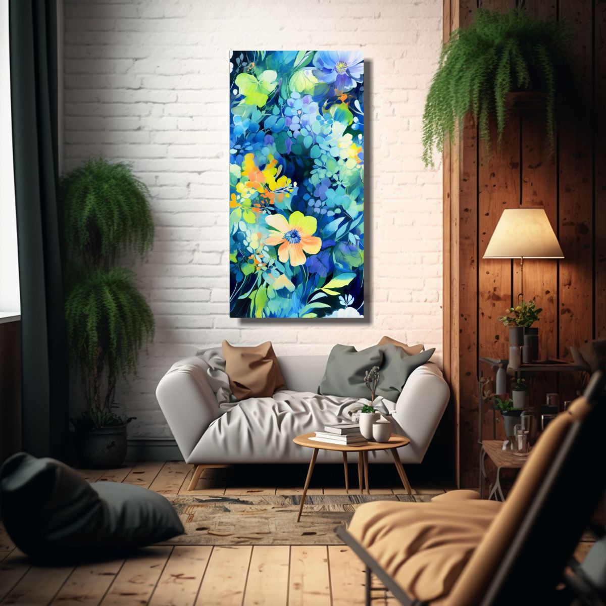 GENERICO - Pintura Abstracta De Tela En Tonos Azules Oscuros 20x40 Cm