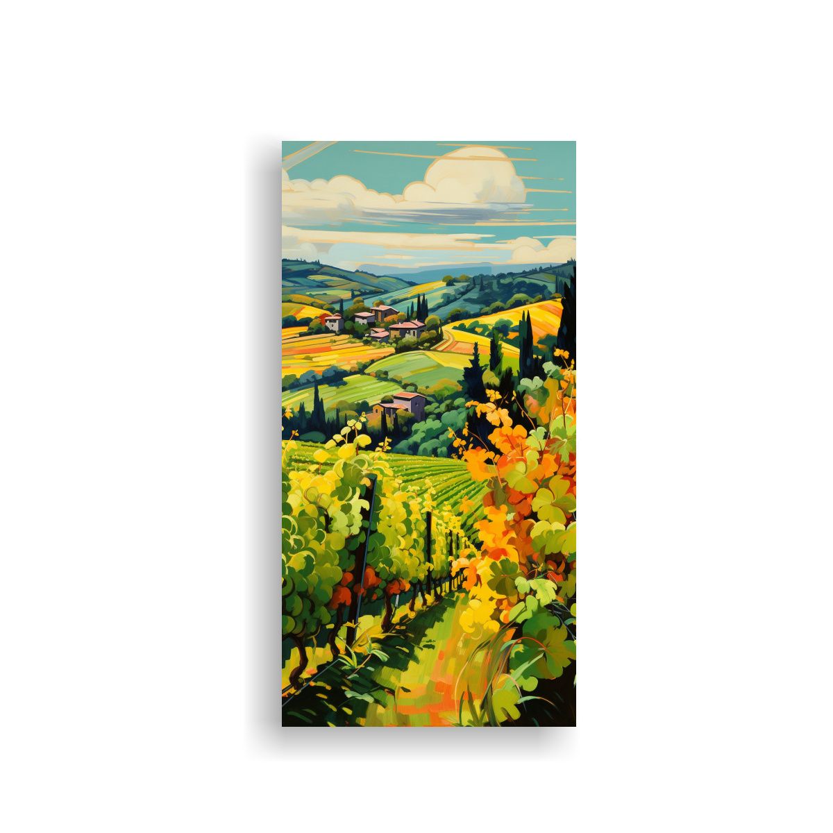 GENERICO - Cuadro Abstracto Exclusivo Viñedos Exuberantes 30x60 Cm