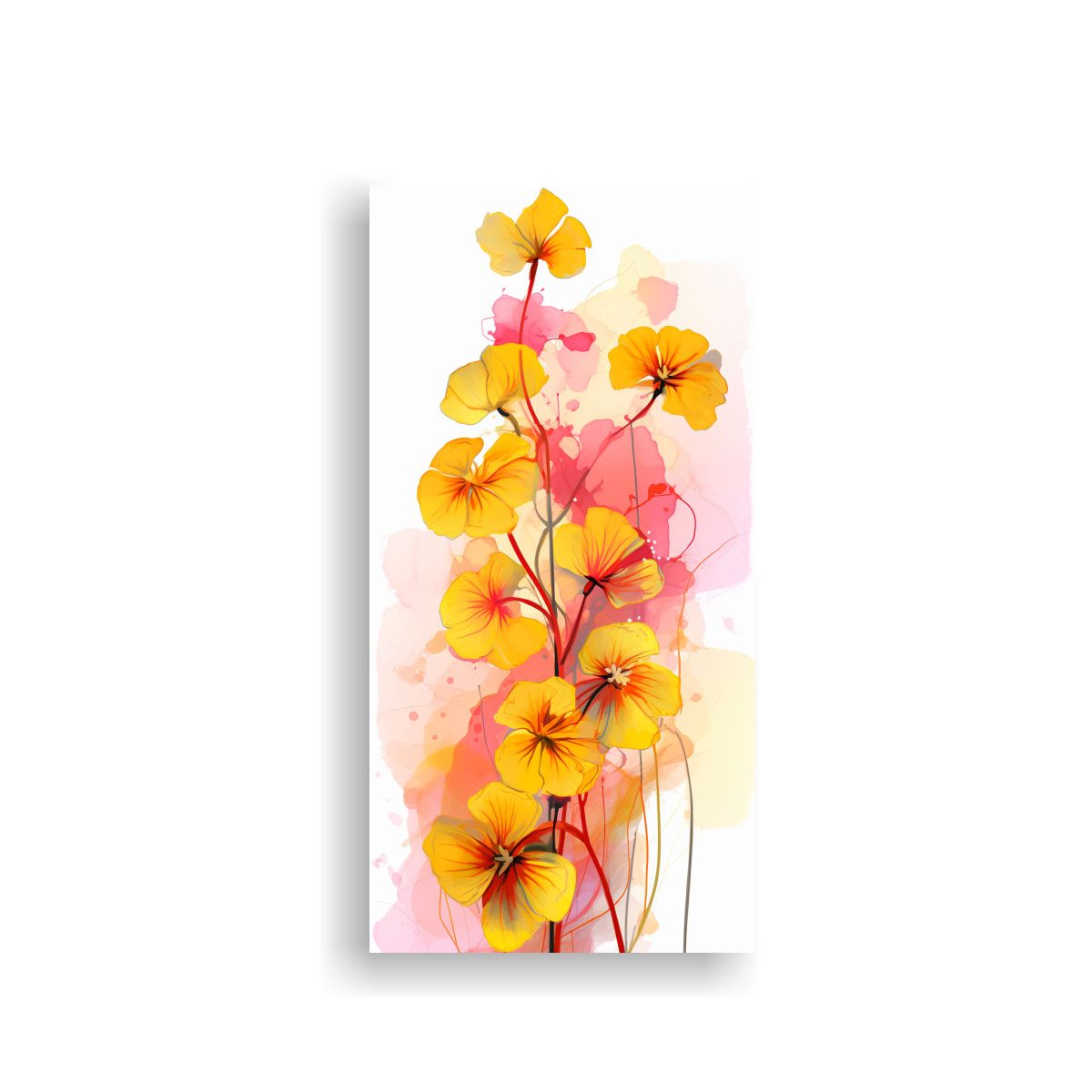 GENERICO - Cuadro Diseño Nasturtium Herbs Amarillo Y Rosa 30x60 Cm