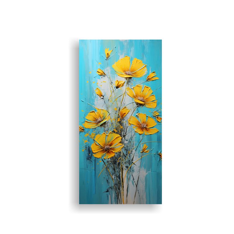 GENERICO - Pintura En Lienzo De Flores En Colores Amarillo Y 60x120 Cm