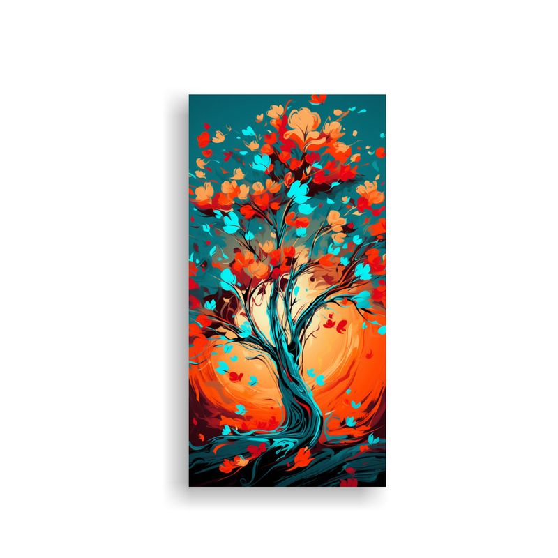 GENERICO - Cuadro Escenario Lienzo Hermoso Un Árbol Naranja 40x80 Cm
