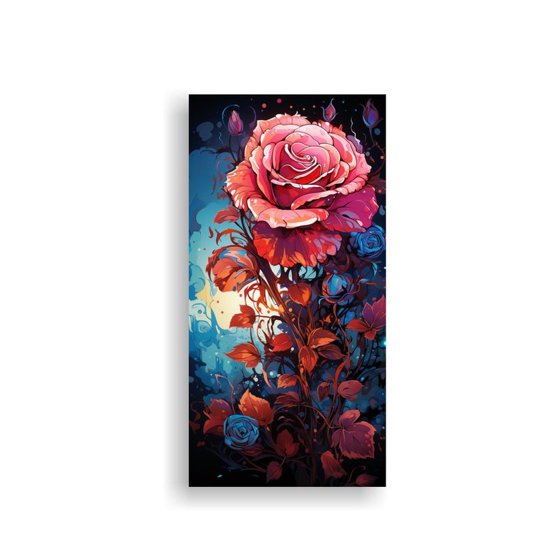 GENERICO - Pintura Decorativa Canva Con Fondo De Rosa Estilo 50x100 Cm