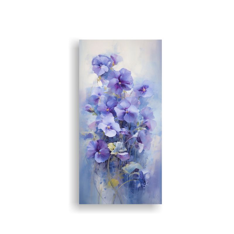 GENERICO - Pintura Abstracta De Flores Violetas Con Detalles 50x100 Cm