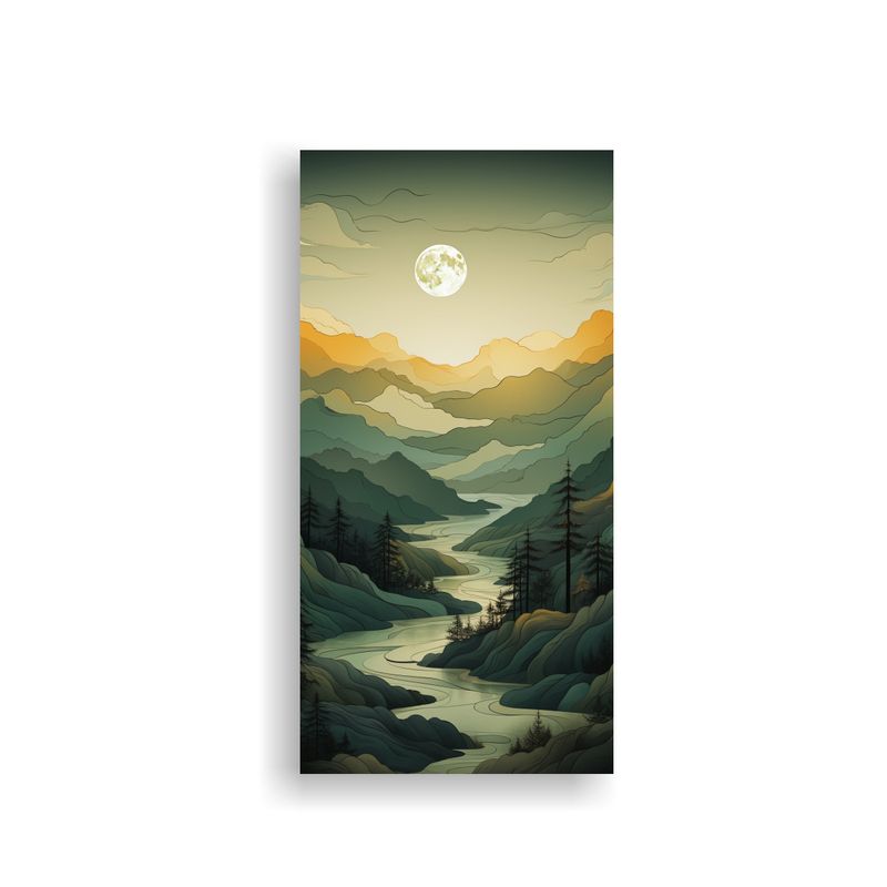 GENERICO - Pintura Minimalista De Montañas Con Textura 20x40 Cm