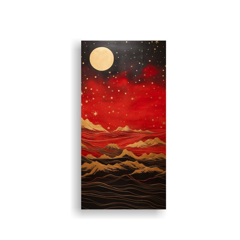 GENERICO - Cuadro Vertical Paisaje De Montaña Con Un Estilo 40x80 Cm