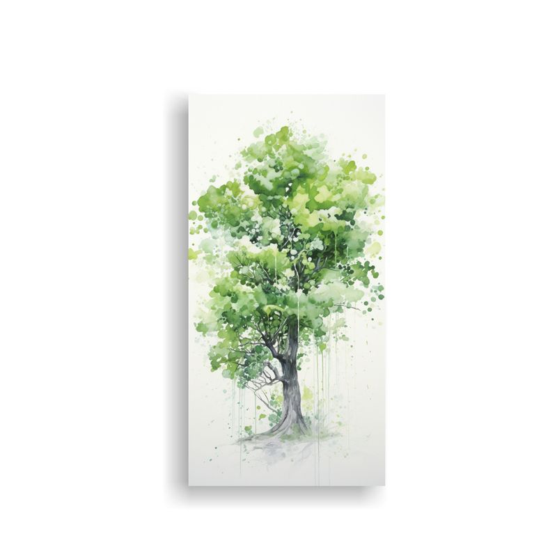 GENERICO - Cuadro Acuarela Abstracto árbol Higuera Verde Y 70x140 Cm
