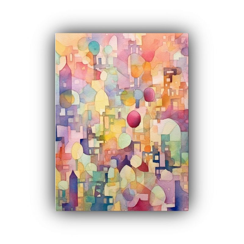 GENERICO - Pintura Abstracta Acuarela De Colores Ciudad 80x120 Cm