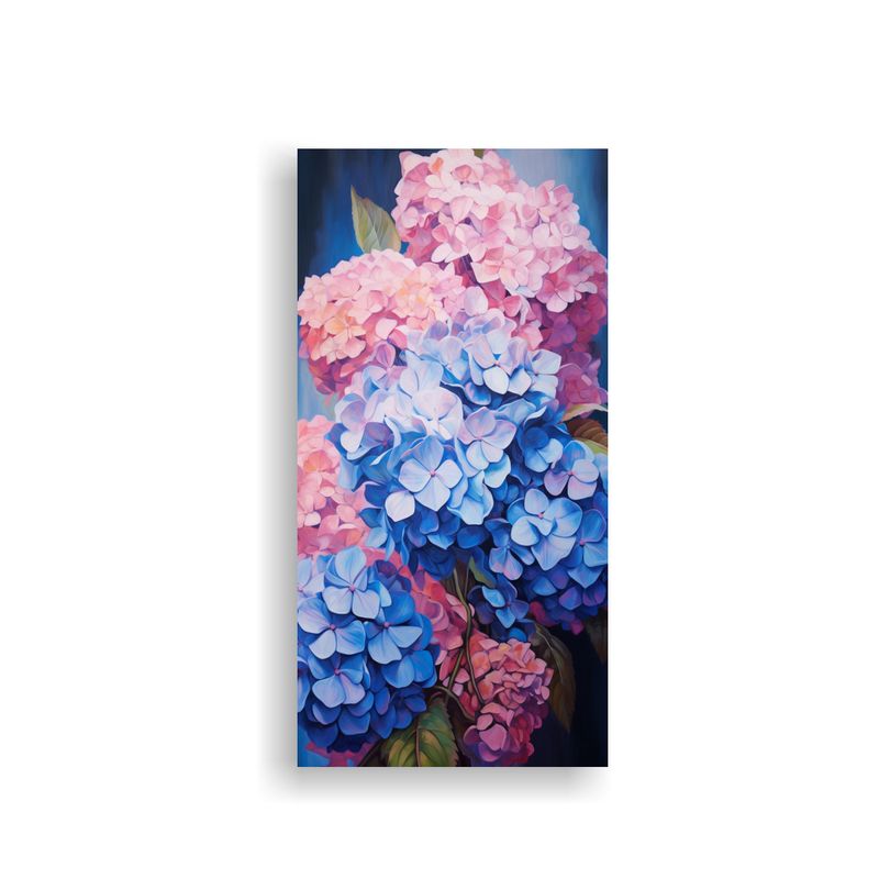 GENERICO - Pintura Abstracta De Hortensias En Lienzo 30x60 Cm