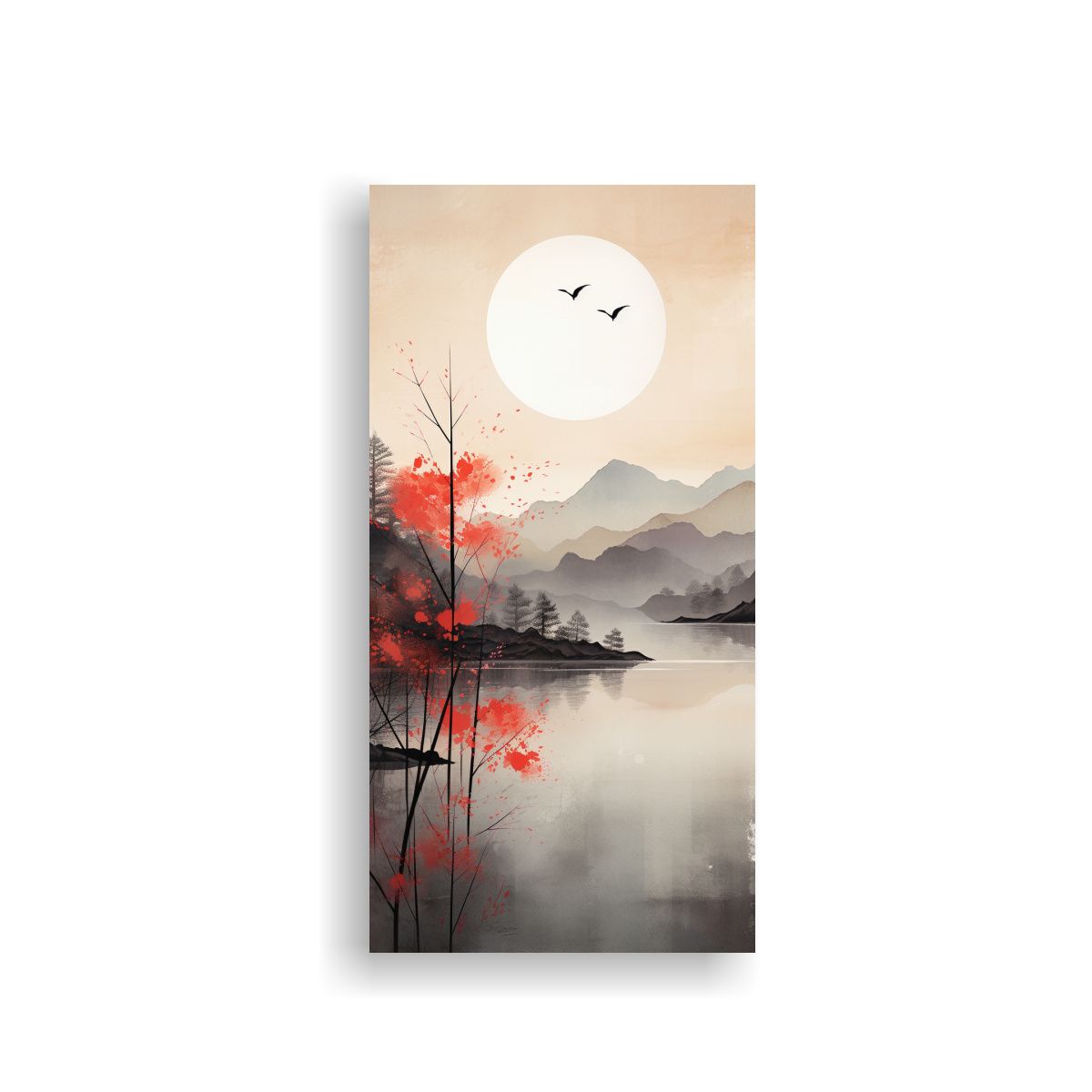 GENERICO - Pintura Abstracta De Montañas Reflejadas En Un 50x100 Cm