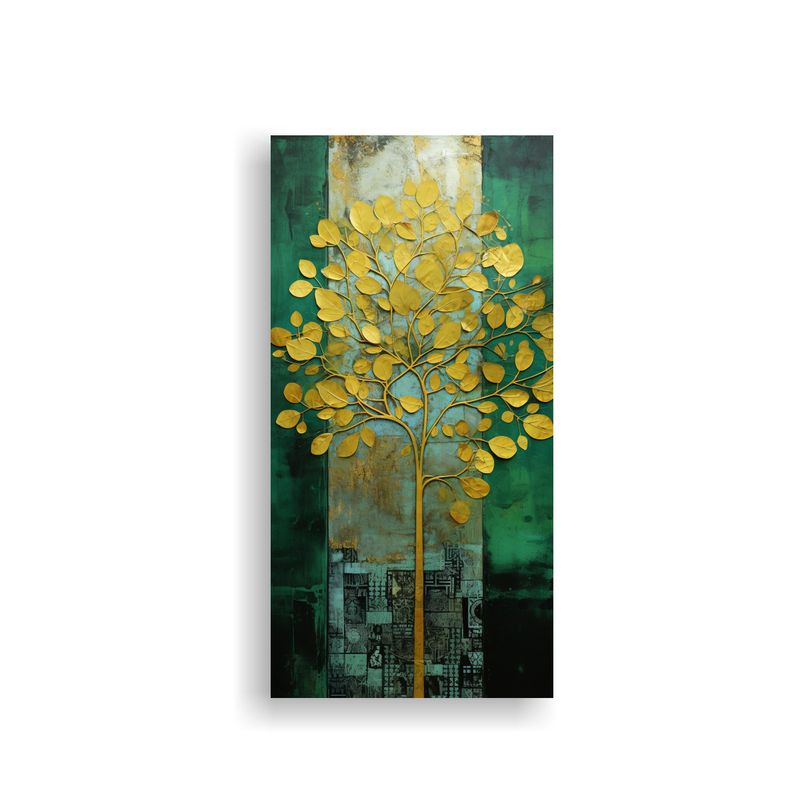 GENERICO - Cuadro Acuarela Temática De árbol En Verde Y 60x120 Cm